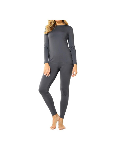 Conjunto Ropa Interior Térmica Mujer 9M Forro Polar Gris