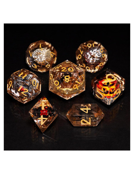 Juego de Dados Poliedricos 7 Piezas DiceBell - Élfico Dorado