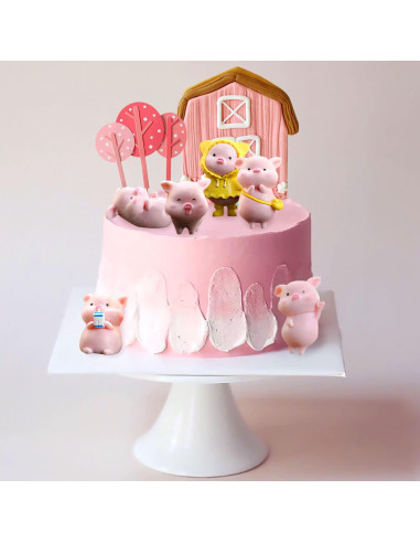 10 Figuras Miniatura Cerdo Rosa para Decoración de Pastel