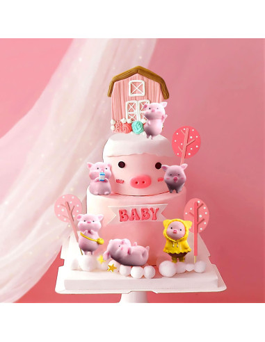 10 Figuras Miniatura Cerdo Rosa para Decoración de Pastel