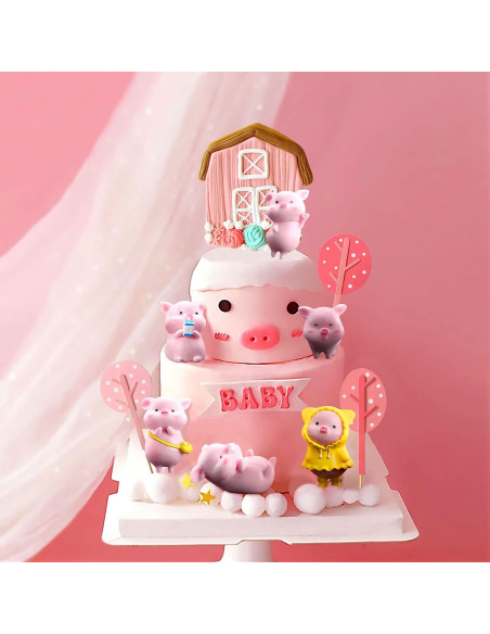 10 Figuras Miniatura Cerdo Rosa para Decoración de Pastel