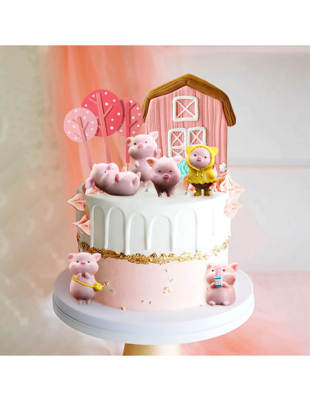 10 Figuras Miniatura Cerdo Rosa para Decoración de Pastel