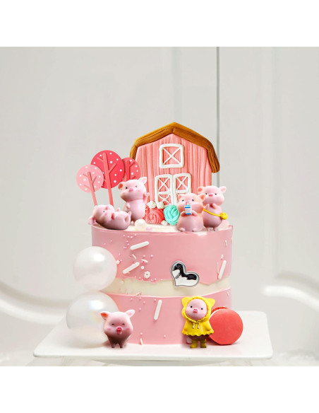 10 Figuras Miniatura Cerdo Rosa para Decoración de Pastel