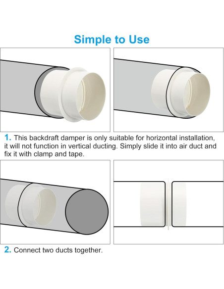 Compensador de Retorno PATIKIL 100 mm PVC 2 Pcs Blanco