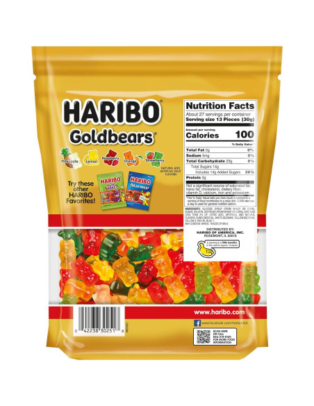 HARIBO Goldbears Gummy 816g Bolsa Reutilizable Sabores Variados