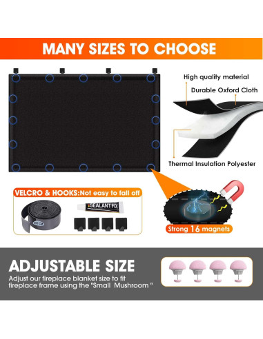 Manta bloqueadora de chimenea CADARA 91x71 cm, ahorro energía