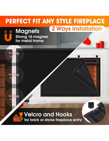 Manta bloqueadora de chimenea CADARA 91x71 cm, ahorro energía