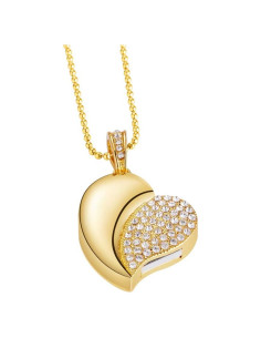 Unidad Flash USB GARRULAX 16GB Corazón Dorado a Prueba de Agua