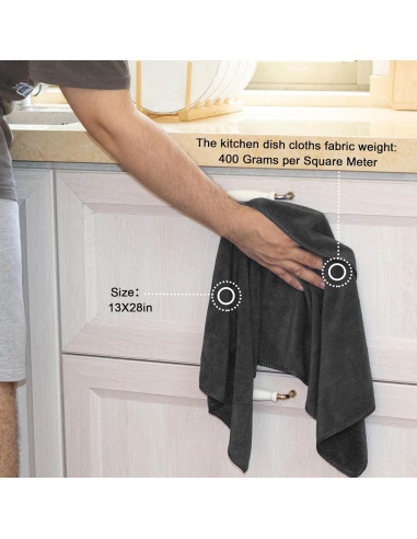 Toallas de Cocina Kimteny 33x71 cm 400 GSM 6 Paquete Gris