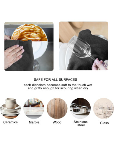 Toallas de Cocina Kimteny 33x71 cm 400 GSM 6 Paquete Gris