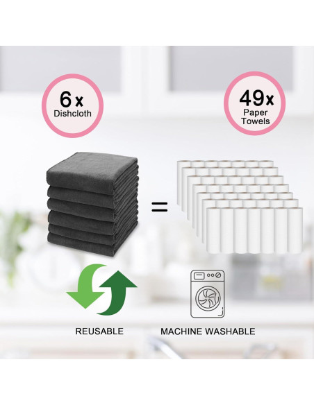 Toallas de Cocina Kimteny 33x71 cm 400 GSM 6 Paquete Gris