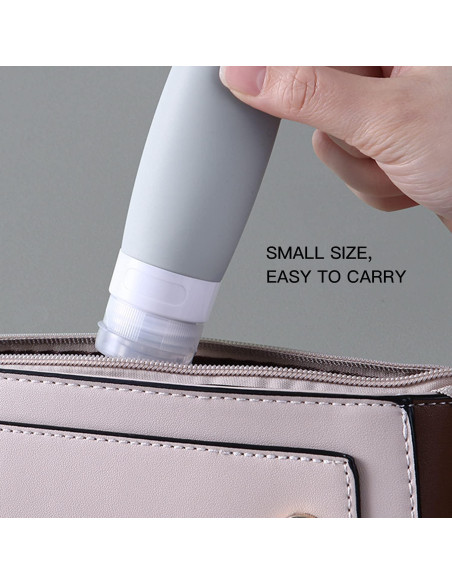 Juego de Botellas de Viaje Silicona 6 Piezas 80ml 60ml - Rosa Verde Gris