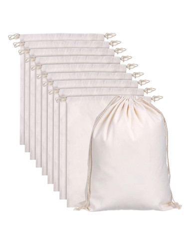 10 Bolsas de Algodón Reutilizables SynHHergyx 30x40 cm