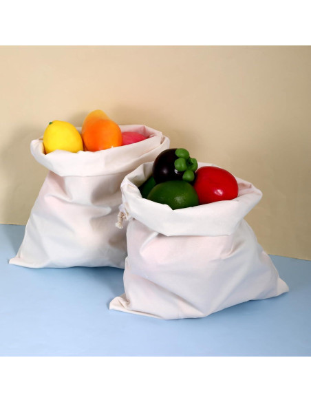 10 Bolsas de Algodón Reutilizables SynHHergyx 30x40 cm