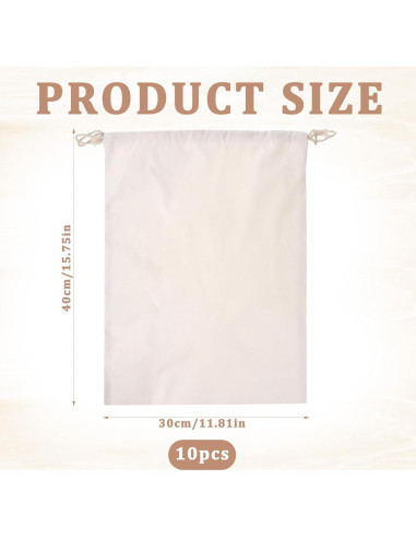 10 Bolsas de Algodón Reutilizables SynHHergyx 30x40 cm