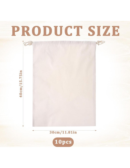 10 Bolsas de Algodón Reutilizables SynHHergyx 30x40 cm