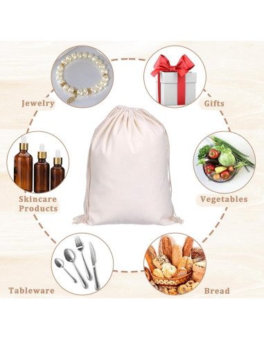 10 Bolsas de Algodón Reutilizables SynHHergyx 30x40 cm