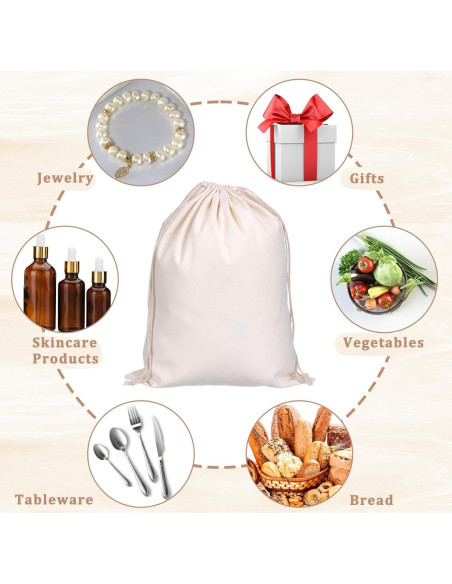 10 Bolsas de Algodón Reutilizables SynHHergyx 30x40 cm