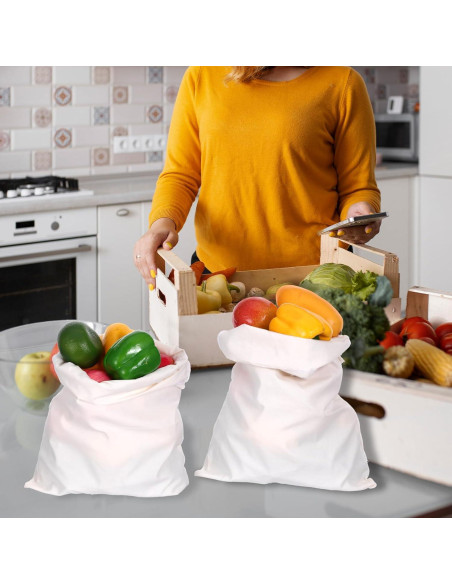 10 Bolsas de Algodón Reutilizables SynHHergyx 30x40 cm