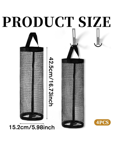 Soporte de Bolsa de Plástico 4 Pcs LXUEJIE Malla Negra 42.5x15 cm
