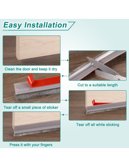 Barrera de Puerta uxcell 100 cm con Cepillo y Adhesivo Negro