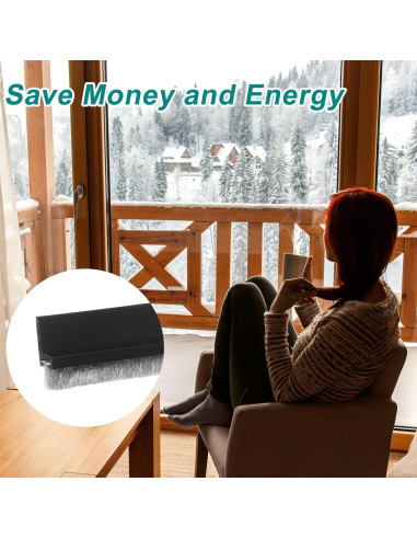 Barrera de Puerta uxcell 100 cm con Cepillo y Adhesivo Negro