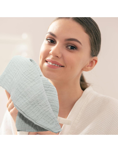 Paquete de 3 Toallas Faciales Reutilizables YUYUDEHM Algodón Verde