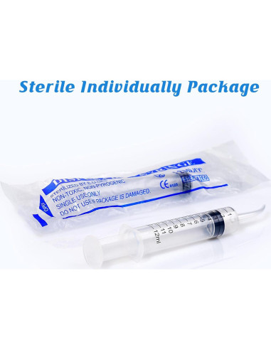 Jeringa Dental Estéril 12ml Vaokin con Punta Curvada - Paquete de 10
