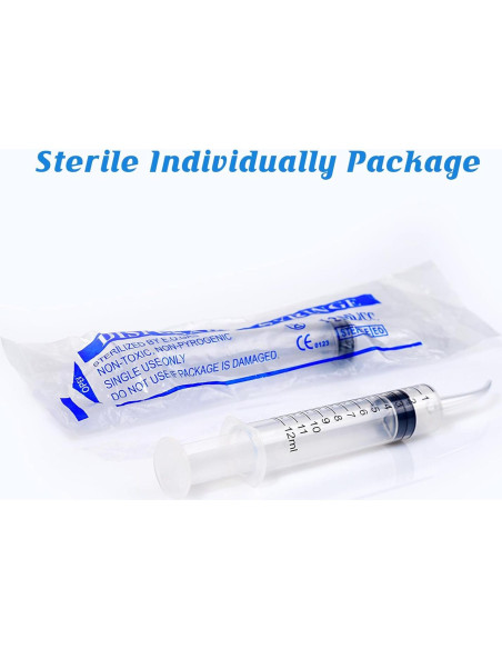 Jeringa Dental Estéril 12ml Vaokin con Punta Curvada - Paquete de 10