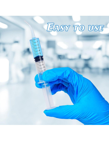 Jeringa Dental Estéril 12ml Vaokin con Punta Curvada - Paquete de 10