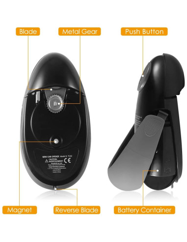 Abrelatas Eléctrico Automático Genérico 60W Negro Ergonomico