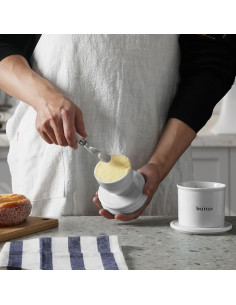 Plato para Mantequilla GDCZ con Tapa y Línea de Agua - Blanco 2