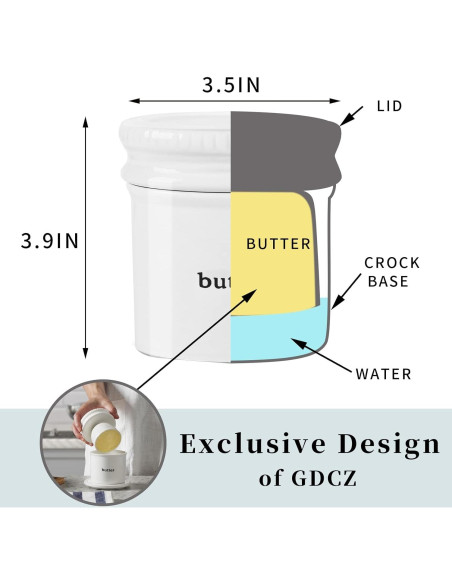 Plato para Mantequilla GDCZ con Tapa y Línea de Agua - Blanco