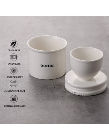 Plato para Mantequilla GDCZ con Tapa y Línea de Agua - Blanco