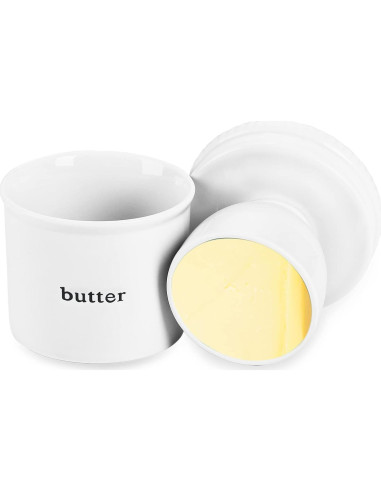 Plato para Mantequilla GDCZ con Tapa y Línea de Agua - Blanco