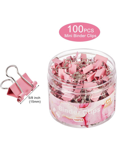 Clips de Carpeta NEEWAY 100pcs Rosados Extra Pequeños 15mm