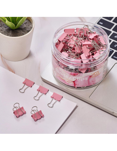 Clips de Carpeta NEEWAY 100pcs Rosados Extra Pequeños 15mm