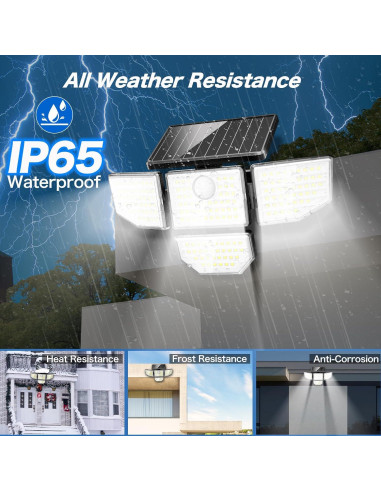Luz Solar Exterior Adewalk 3000LM 4 Cabezas 188 LED IP65