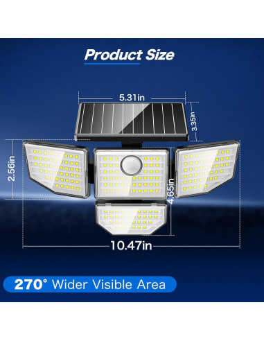 Luz Solar Exterior Adewalk 3000LM 4 Cabezas 188 LED IP65
