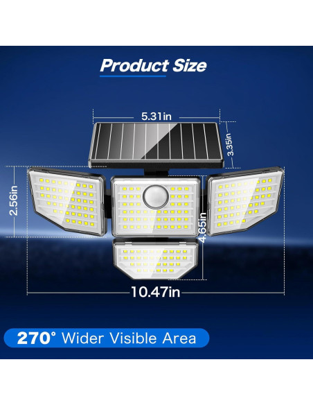 Luz Solar Exterior Adewalk 3000LM 4 Cabezas 188 LED IP65