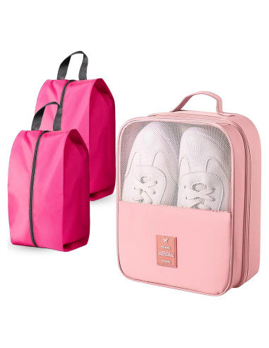 Bolsa de Zapatos de Viaje Uprimeasy Rosa 3 Pares Impermeable