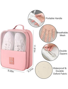 Bolsa de Zapatos de Viaje Uprimeasy Rosa 3 Pares Impermeable 2