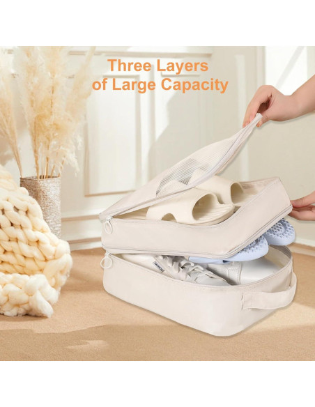 Bolsa de Zapatos de Viaje Uprimeasy Rosa 3 Pares Impermeable