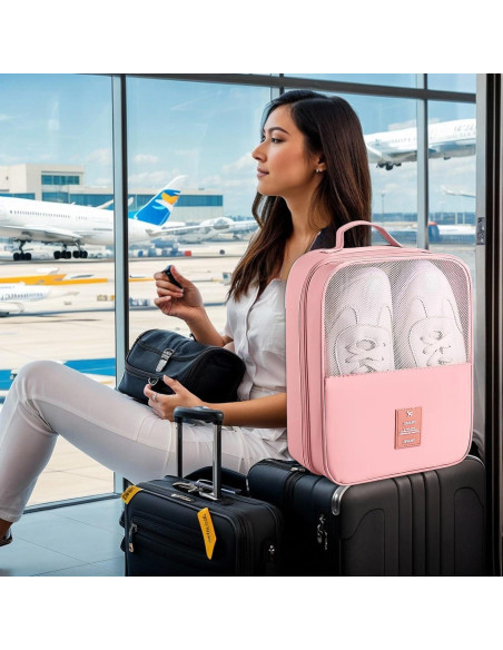 Bolsa de Zapatos de Viaje Uprimeasy Rosa 3 Pares Impermeable