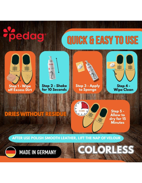 Kit de Limpieza de Zapatos Pedag 3.7oz - Limpiador Combi para Cuero y Suede