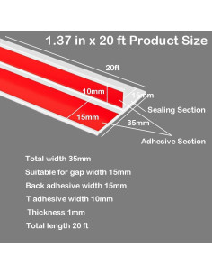 Tira de Sellado de Clima Timfcbs 20ft x 3.48cm Transparente 2