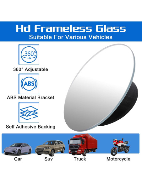 Espejo de Punto Ciego Piriuuo 5.1cm Ajustable Autoadhesivo