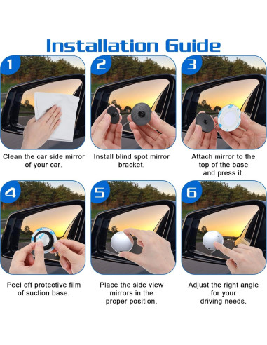 Espejo de Punto Ciego Piriuuo 5.1cm Ajustable Autoadhesivo