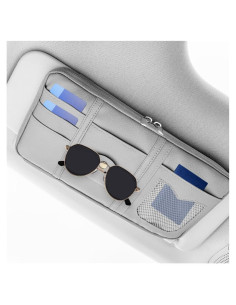 Organizador de Visera de Coche Norkmdi Gris con Múltiples Bolsillos
