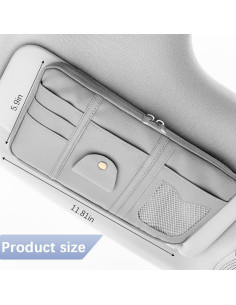 Organizador de Visera de Coche Norkmdi Gris con Múltiples Bolsillos 2